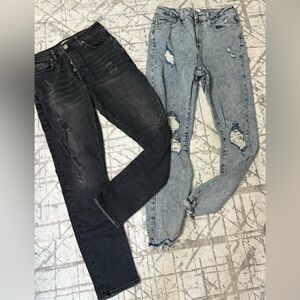Forever 21 denim. Size 27/28. Distressed Black and Blue Jeans